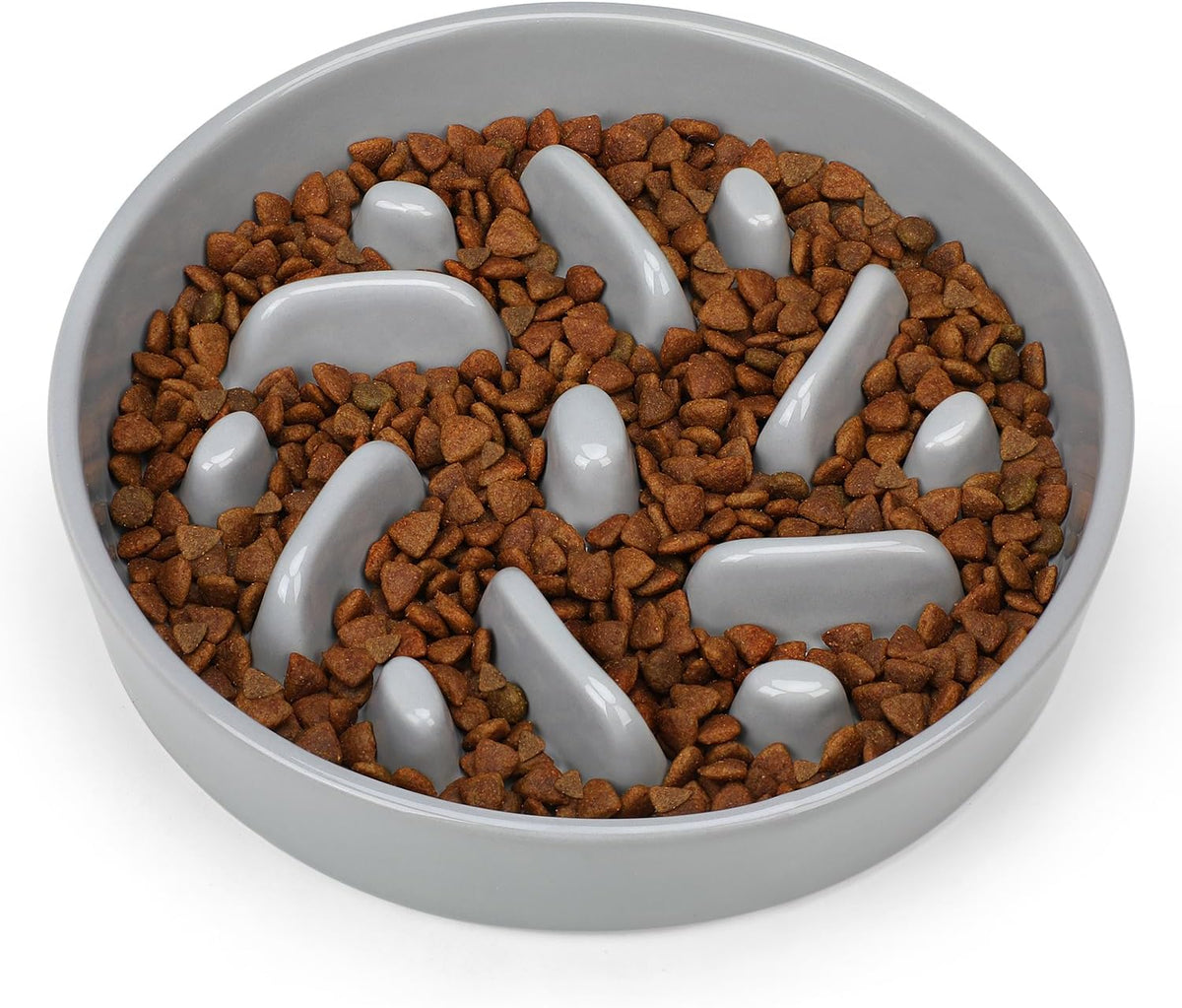 Ceramic Slow Feeder Dog Bowl, 2 Cups Maze Puzzle Dish to Slow Down Eating