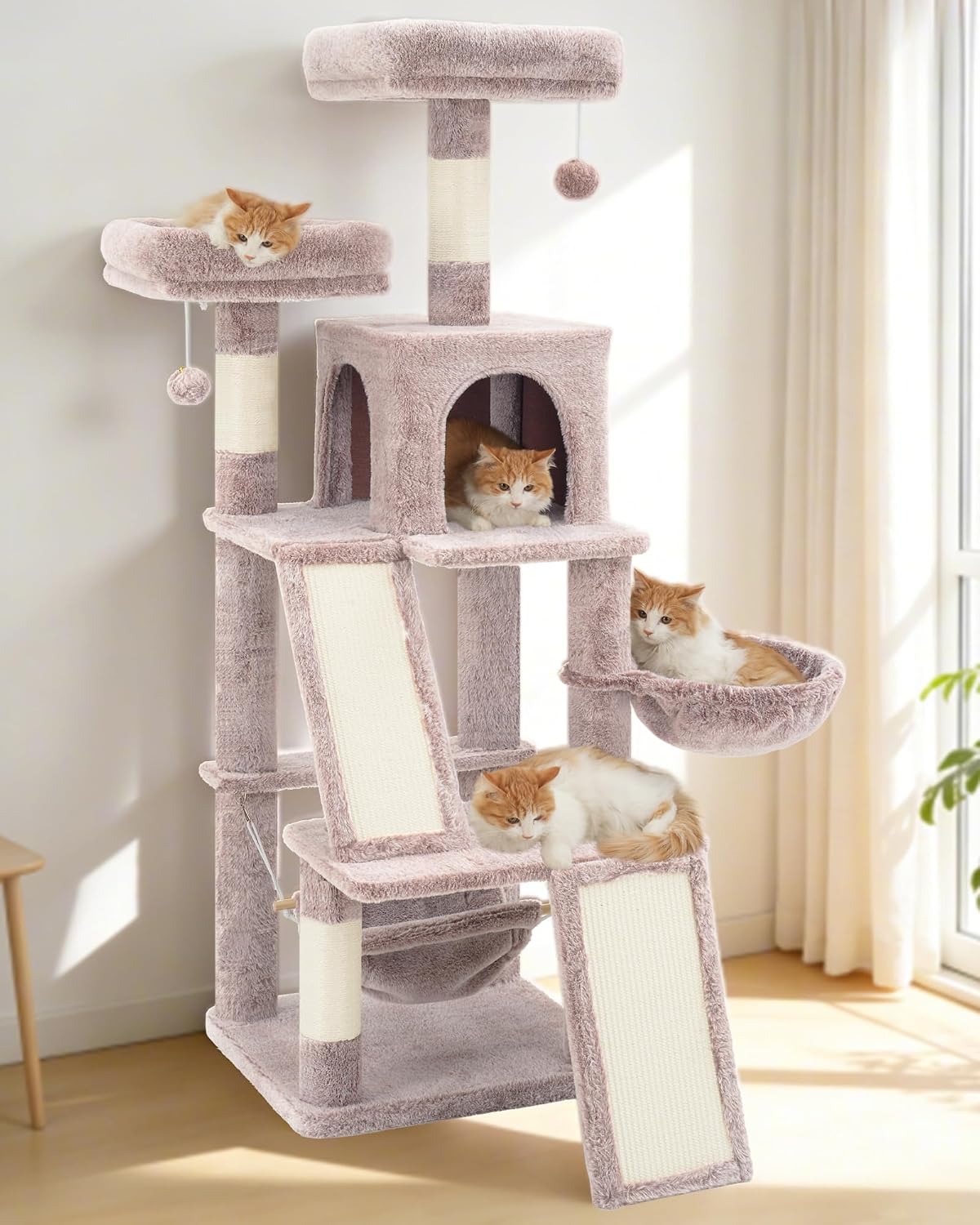 Gitelsnour Cat Tree Tower Multi-Level with 2 Scratching Boards, GCT022MU