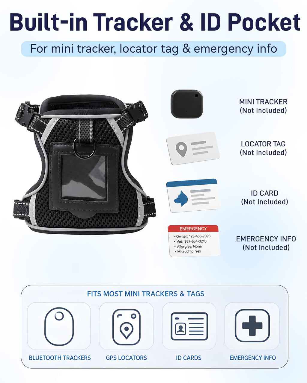 Escape Resistant Cat Harness and Leash Set with Pocket