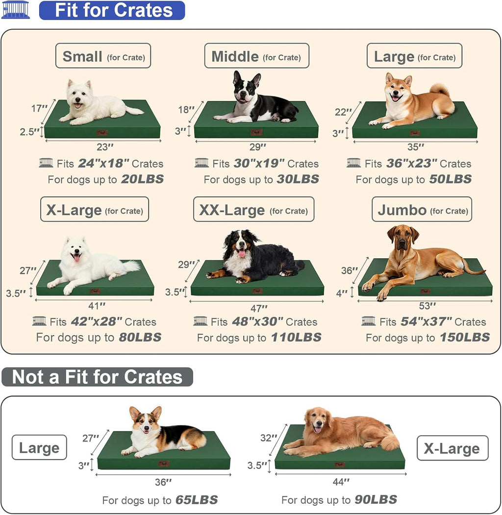 Waterproof Orthopedic Dog Crate Bed for Small Dogs & Cats