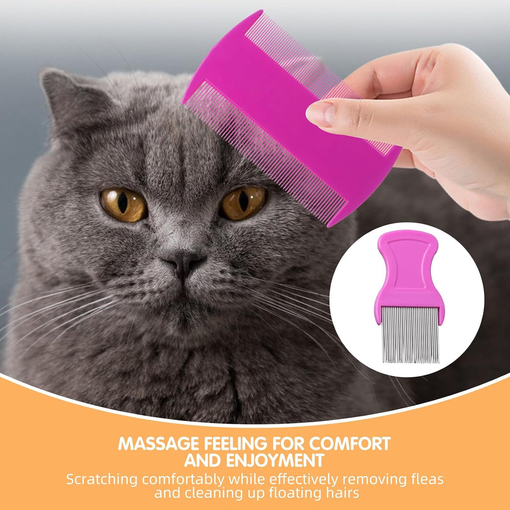 HESSION 6 Pack Flea Lice Combs Removal Dandruff Comb with Metal Teeth Double Sided Fine Combs Metal Teeth Flea Lice Combs for Pets Kids Adults (Random)
