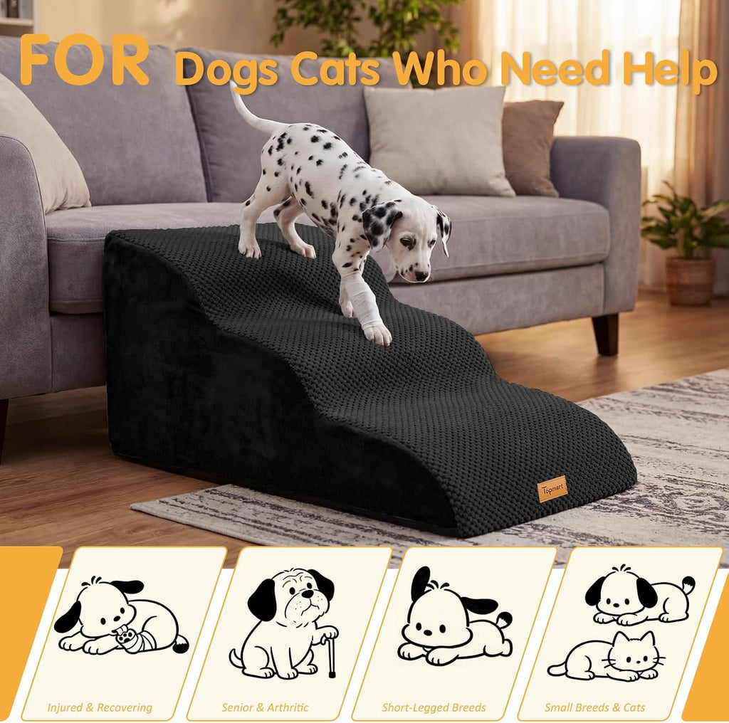 Topmart High Density Extended Foam Dog Ramp&Steps 3 Tiers,15.7" High