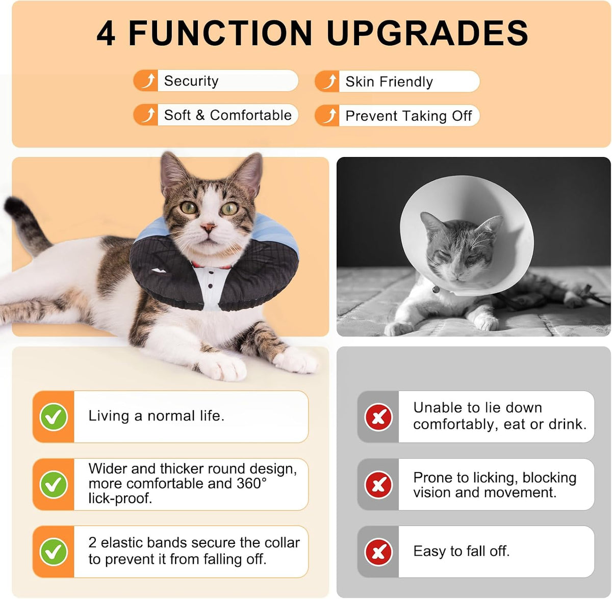 BEAUTYZOO Cat Cone Collars Soft, Cat Donut Recovery E Collar After Surgery