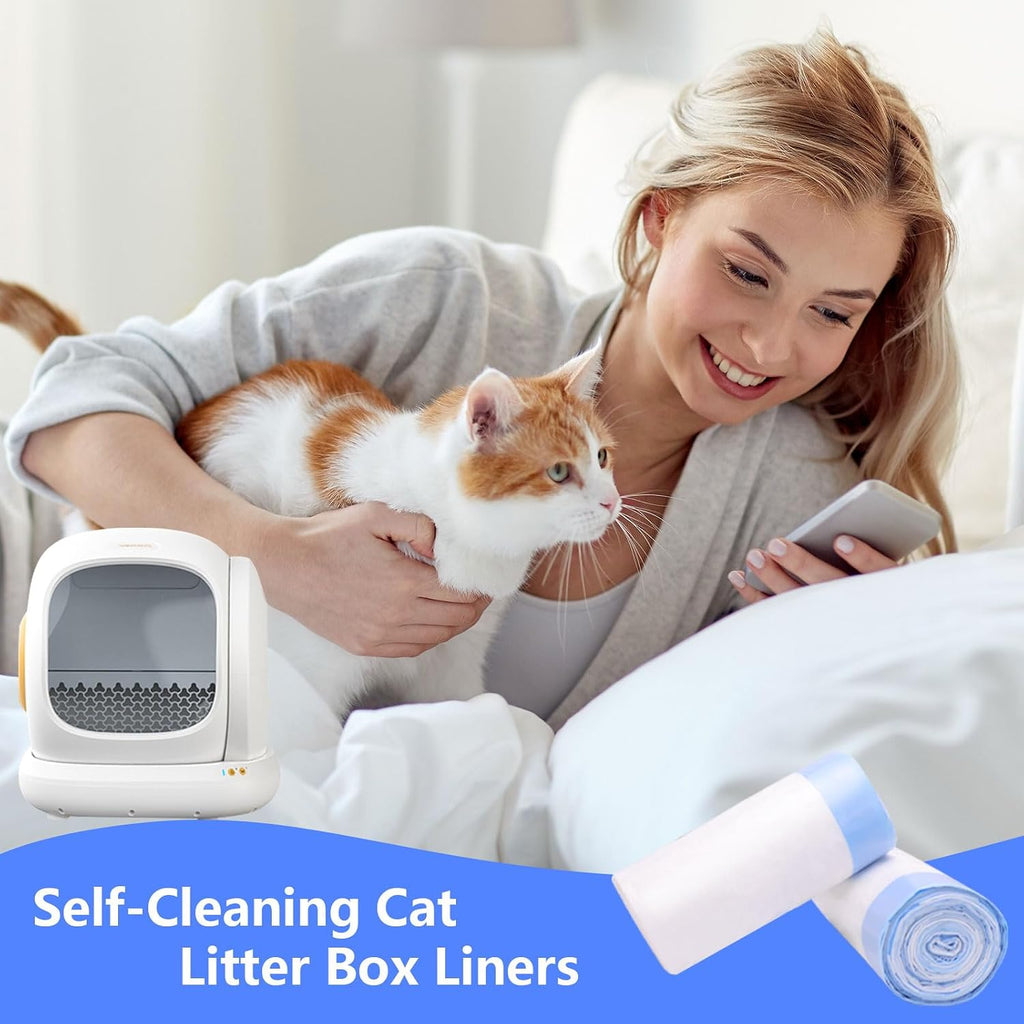 40 Count Extra Large Cat Litter Box Liners, Cat Litter Waste Receptacles Bags for MeoWant MW-SC01/MW-SC02/MW-LR01 Self-Cleaning Litter Box