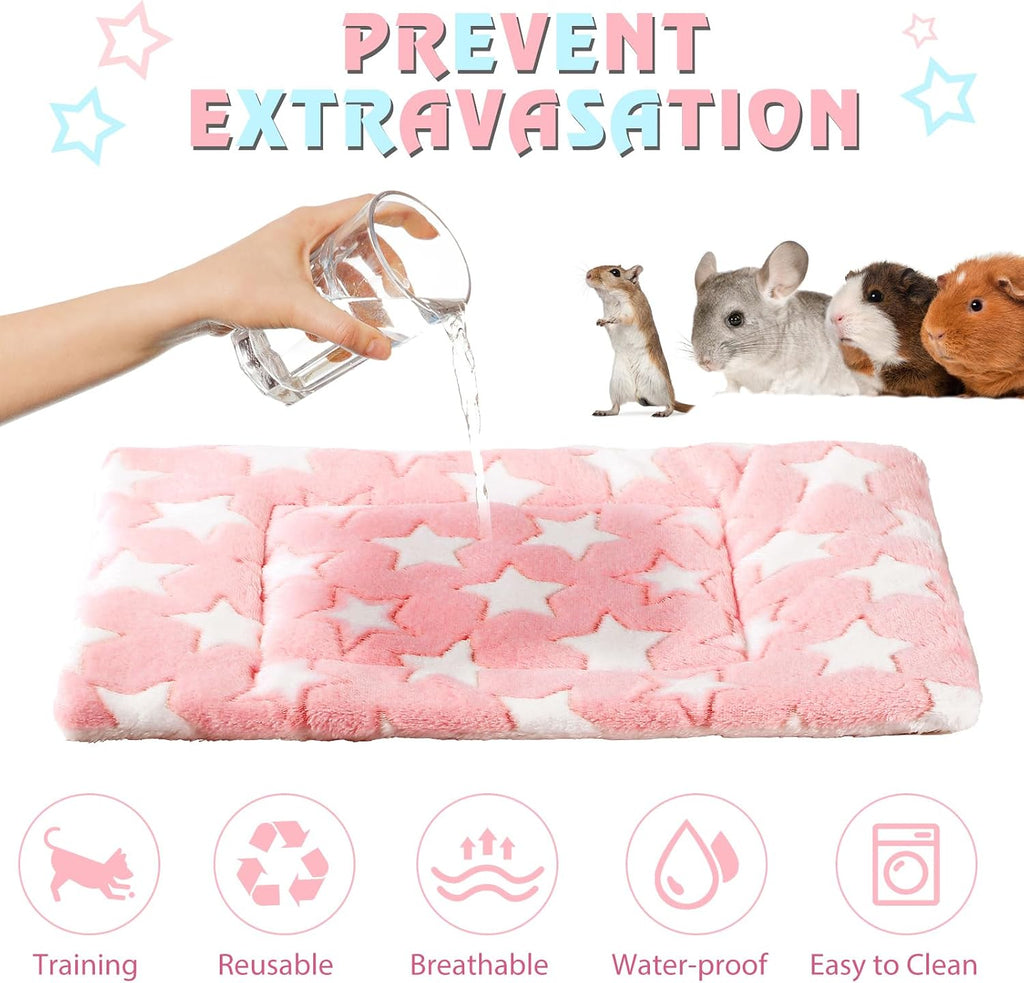 Haull 4 Pcs Waterproof Guinea Pig Bedding Mat, Cute Star, 13 x 10