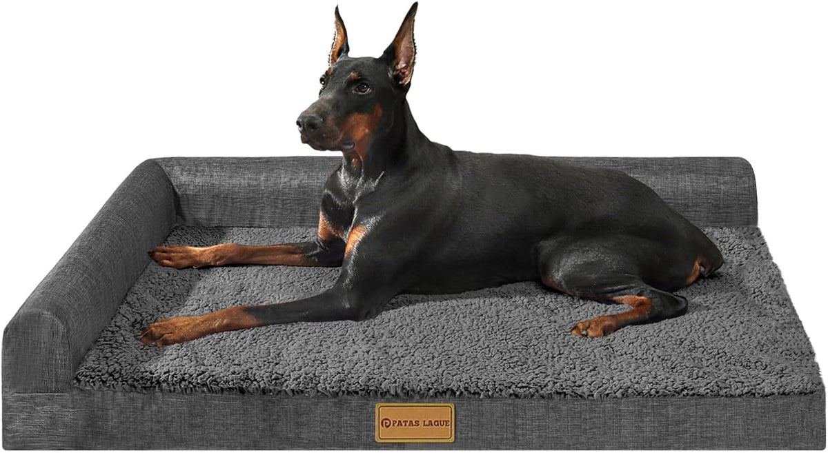 Patas Lague Orthopedic Large Dog Bed Washable Pet Sofa Bed 36X24 Dark Grey