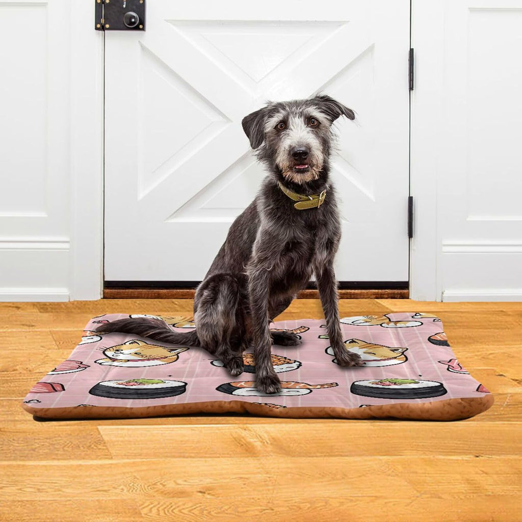 Blueangle Sushi Kawaii Pattern Dog Bed Cat Bed, Rectangle Comfortable Pet Bed, Ultra Soft Calming Dog Bed for Small Medium Dogs,18" x 24"
