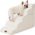 ZOMISIA Dog Stairs for High Beds - Pet Stairs Ramp for Couch, 35D Foam Dog Steps for Small to Large Pets, with Non-Slip Bottom Beige, 5 Steps