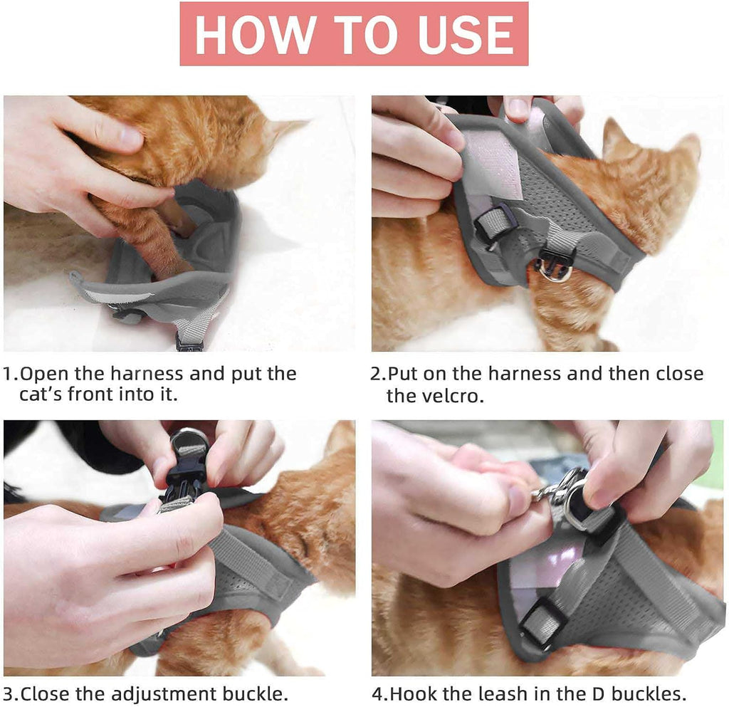 Cat Vest Harness and Leash Set, Escape Proof Kitten Harness Pink