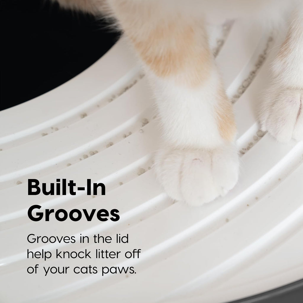 IRIS USA Large Top Entry Cat Litter Box, Hooded Privacy, Dark Gray/White | Dog-Free Zone, Enclosed Top Access, Dog Proof Pan, Mess Containment System, Odor Trapping, Reduced Tracking