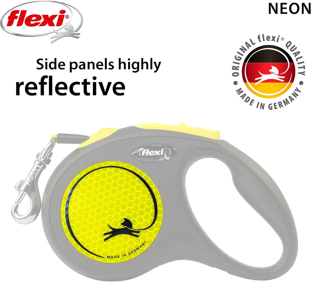 FLEXI® Neon Tape Retractable Dog Leash, Large, 16 ft - Neon Yellow/Black