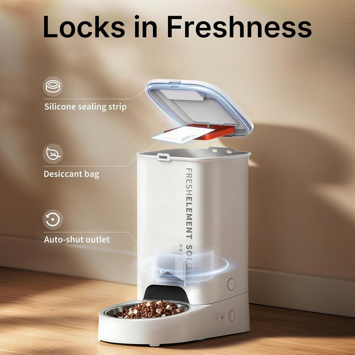 PETKIT Automatic Cat Feeder, 2.4G WiFi Automatic Dog Feeder, App Control Pet Food Dispenser with Triple Fresh-Lock System, Schedule Feeding, Food Shortage Alert, Dual Power-Charge&Battery,3L Capacity