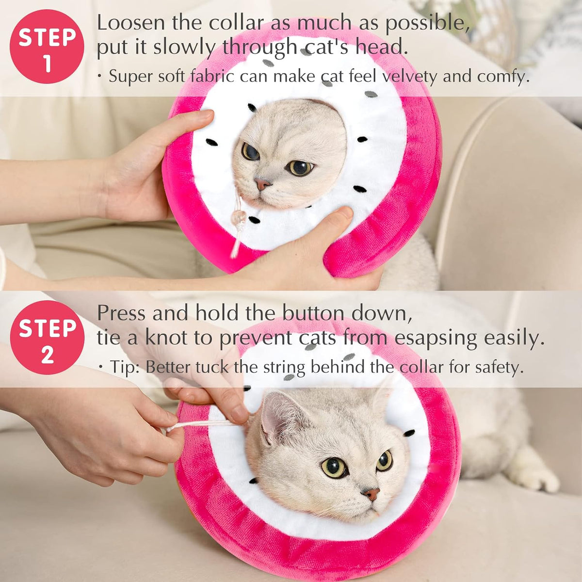 ANWA Adjustable Cat Cone Collar Soft, Cute Cat Donut Collar After Surgery