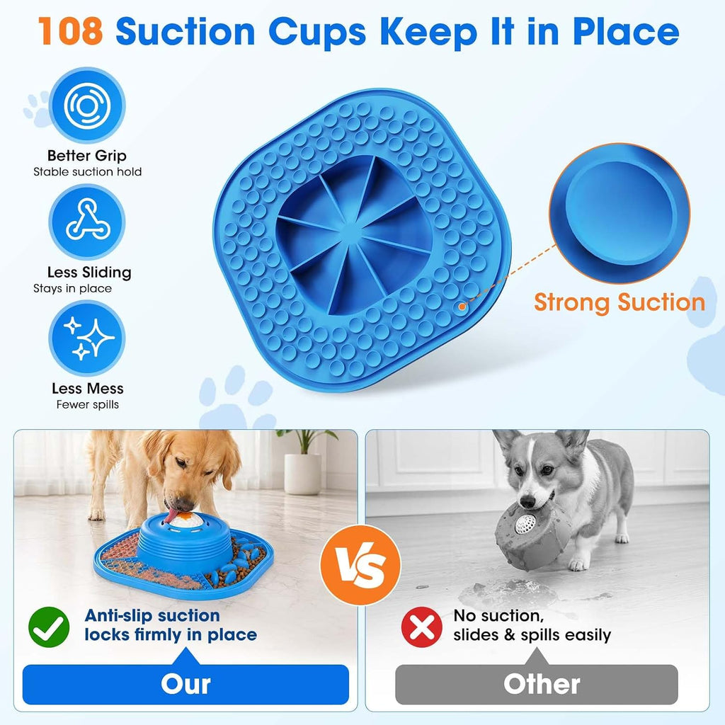 VIOWEY 3-in-1 Dog Slow Feeder Bowl, 10-Inch Removable Large Non-Slip Feeder