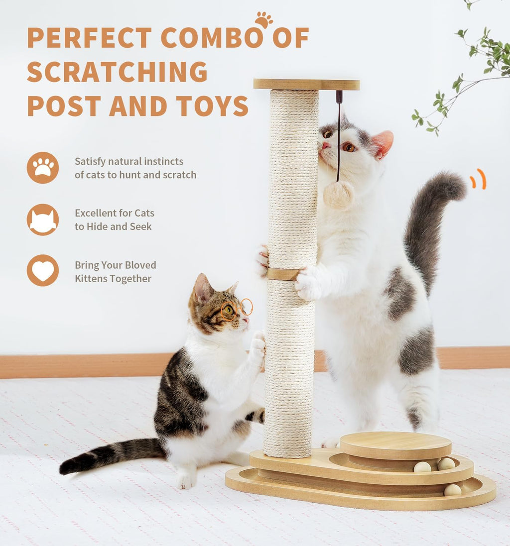 Made4Pets Cat Scratching Post for Indoor Cats with Ball Track 23.4"