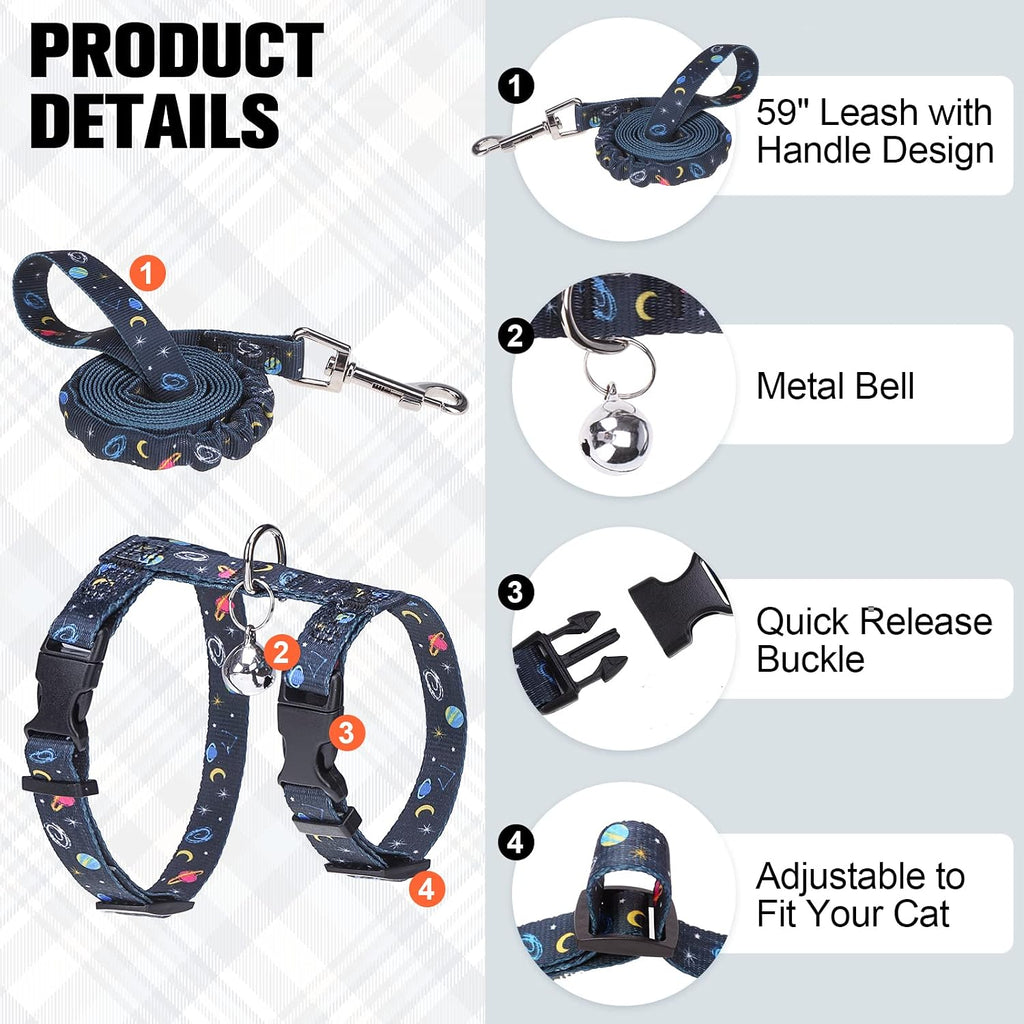 BEAUTYZOO Cat Harness and Leash Set, Escape Proof for Walking Travel, Black
