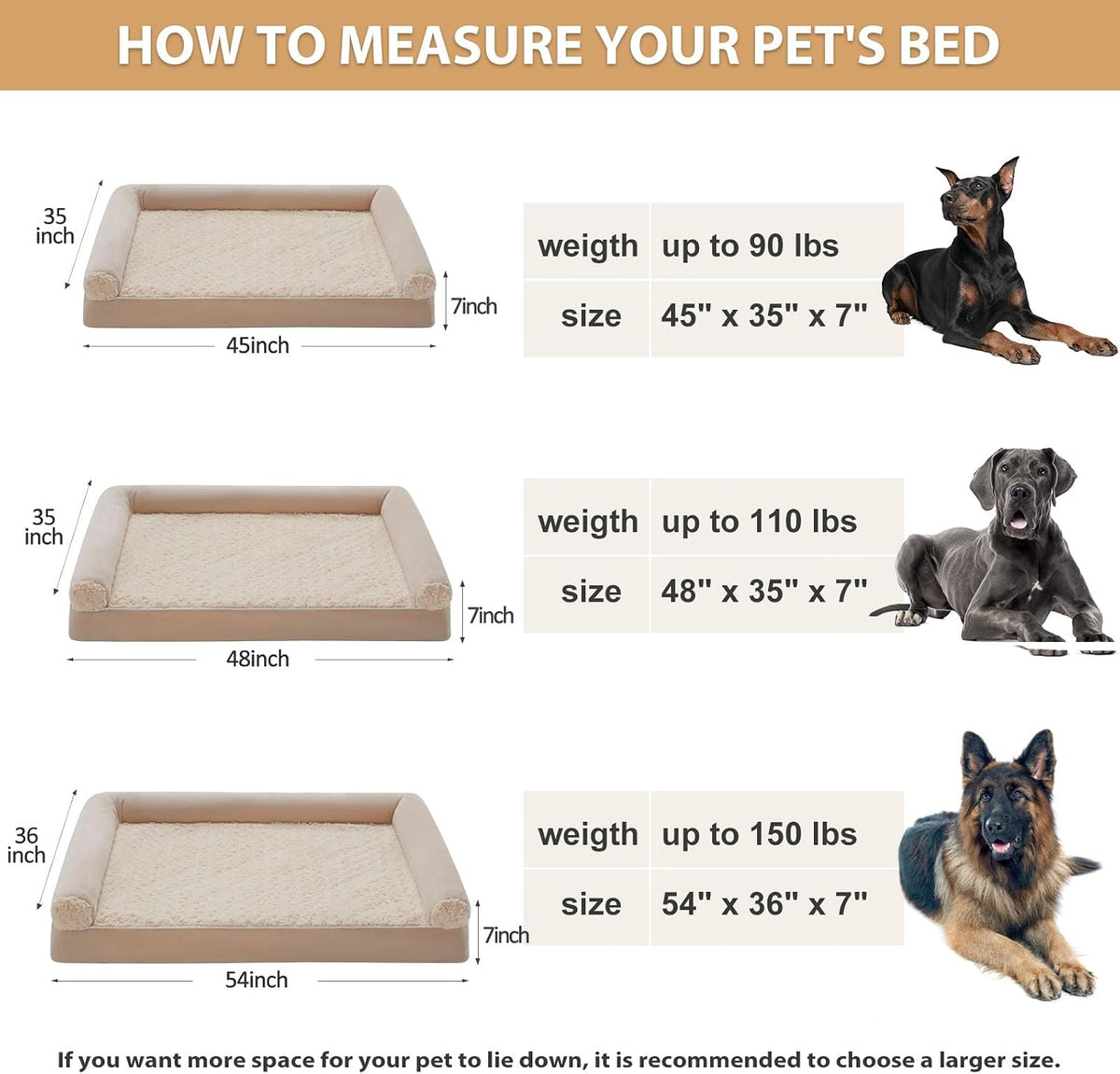 BFPETHOME Orthopedic Washable XXL Dog Bed for Senior Dog Cozy Sleep
