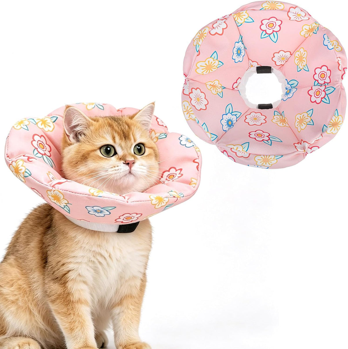 EXPAWLORER Cat Cone Collar Soft,Adjustable Waterproof Flower Style Neck