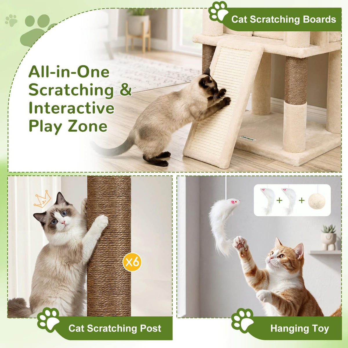 Globlazer 81in Cat Tree for Large Cats, Extra Tall Tower, F81H, Beige