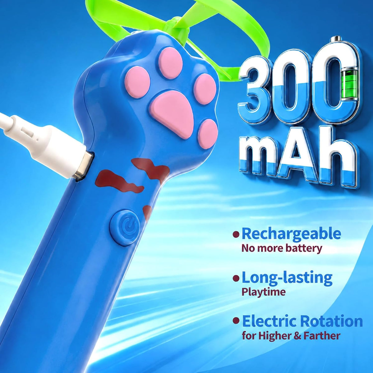 BABORUI Cat Toy Disc Launcher, Rechargeable Interactive Cat Fetch Toy Launcher with 8 Flying Discs, Flying Enrichment Toys for Indoor Bored Kittens & Adult Cats (Blue)