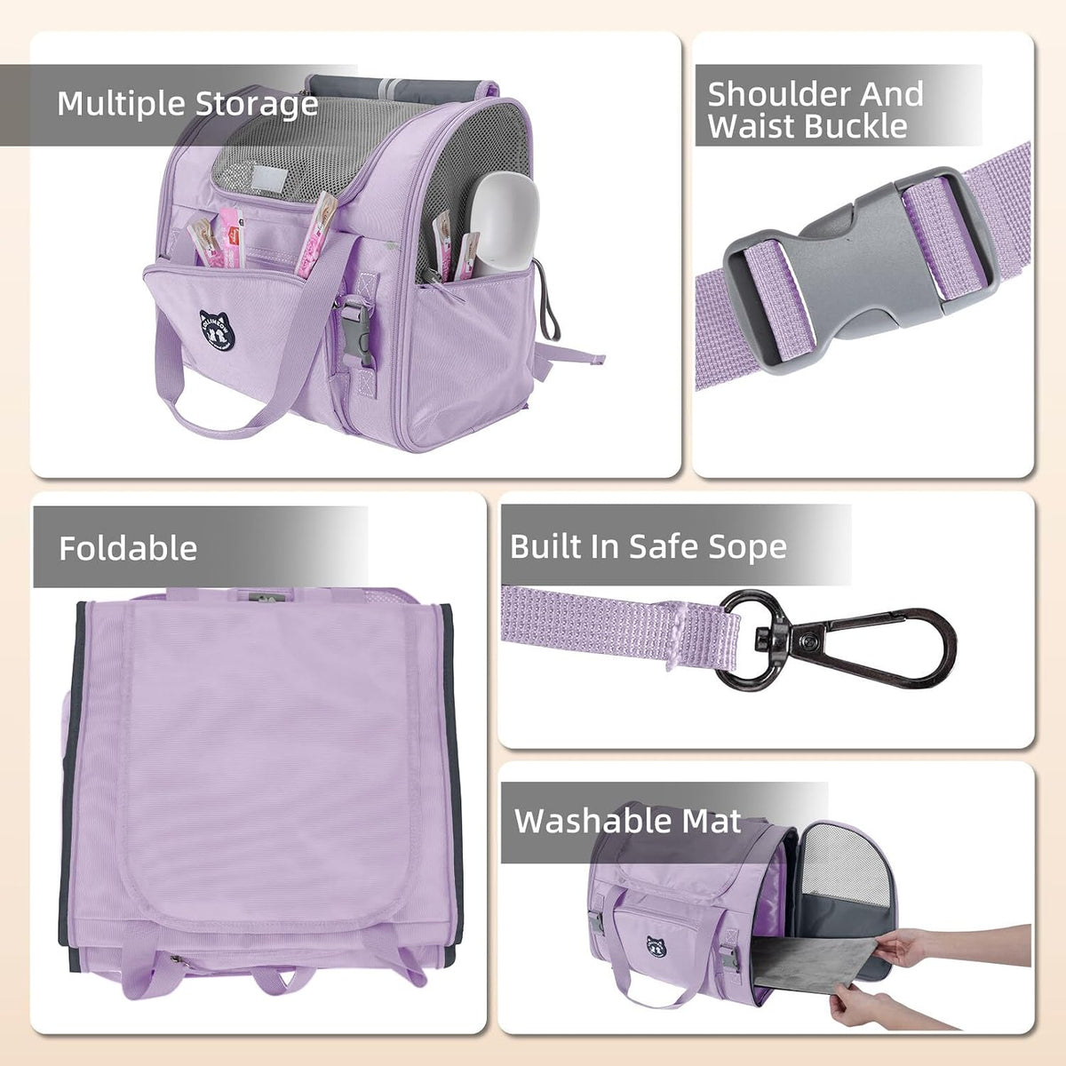 Lollimeow Cat Backpack Carrier, Large Expandable Pet Backpack for Small Dog