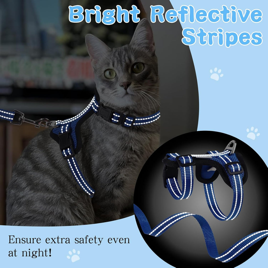 Cat Harness and Leash Set Escape Proof Kitten Kitty Puppy Vest Blue