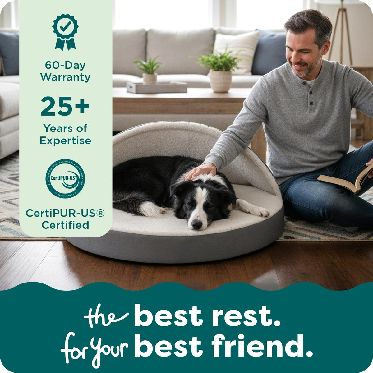 Furhaven 35" Round Orthopedic Dog Bed for Large/Medium Dogs w/ Removable Washable Cover, For Dogs Up to 50 lbs - Sherpa & Suede Snuggery - Espresso, 35-inch