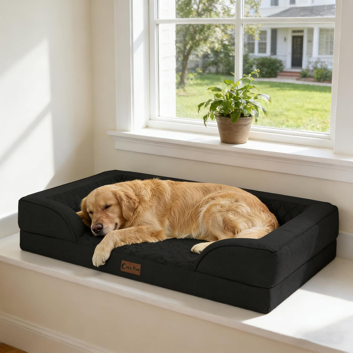 Orthopedic Washable Dog Bed for Extra Large Dogs, 45x35in, Black
