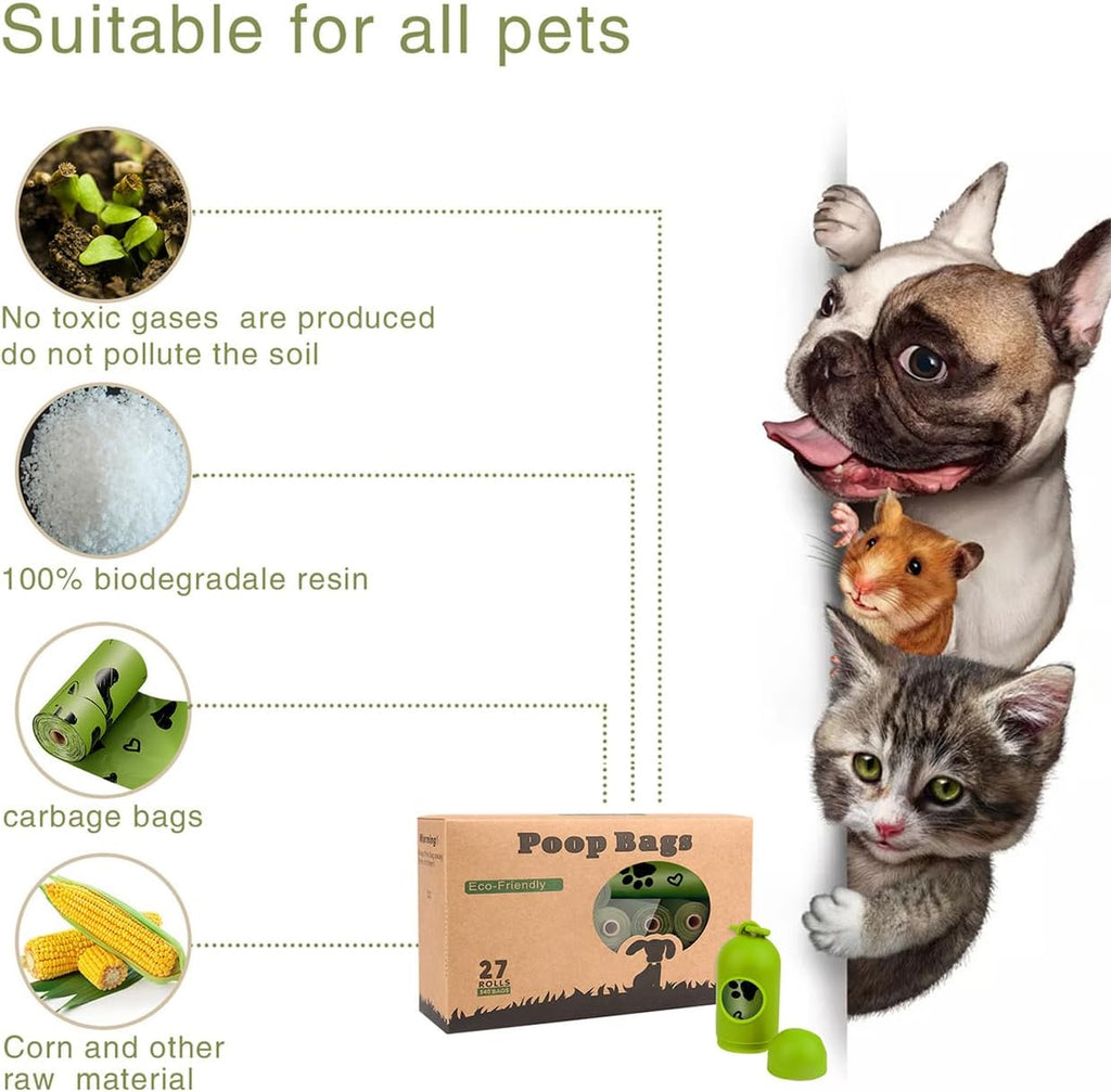 Dog Poop Bag Biodegradable 540 Count Dog Waste Bags with Dispenser Scented | Strong Large 9x13 inch Waste Refill Bags for Daily Dog Walks, Cat Litter Cleanup Outdoor Travel and Multi-Pet Households