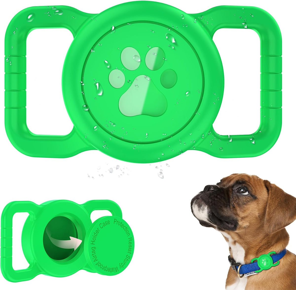 SANKALA Airtag Dog Collar Holder, Waterproof, Green, 1 Pack