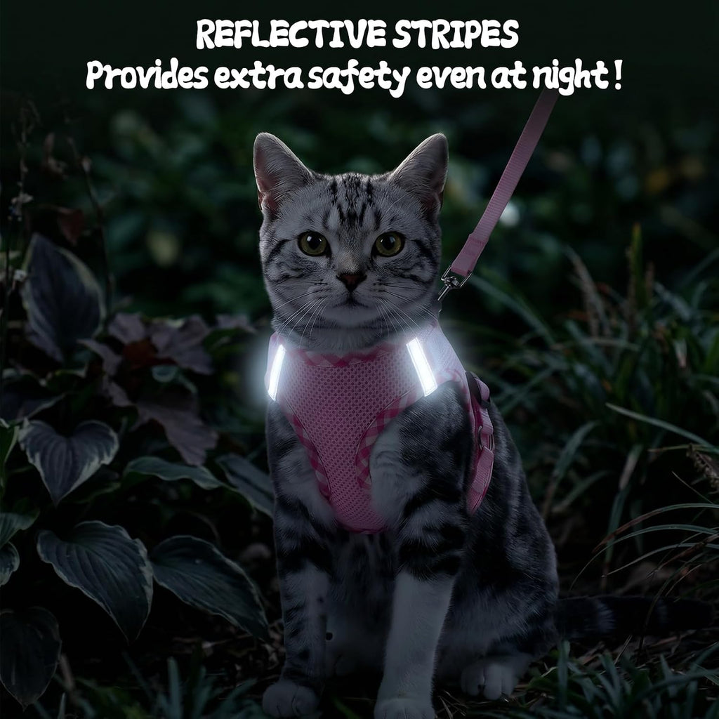 Tensho Cat Harness and Leash Set Escape Proof Vest, Pink S