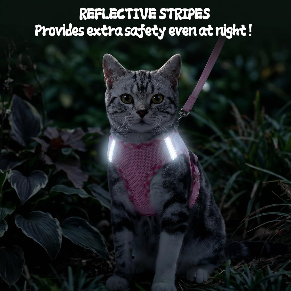Tensho Cat Harness and Leash Set Escape Proof Vest, Pink S