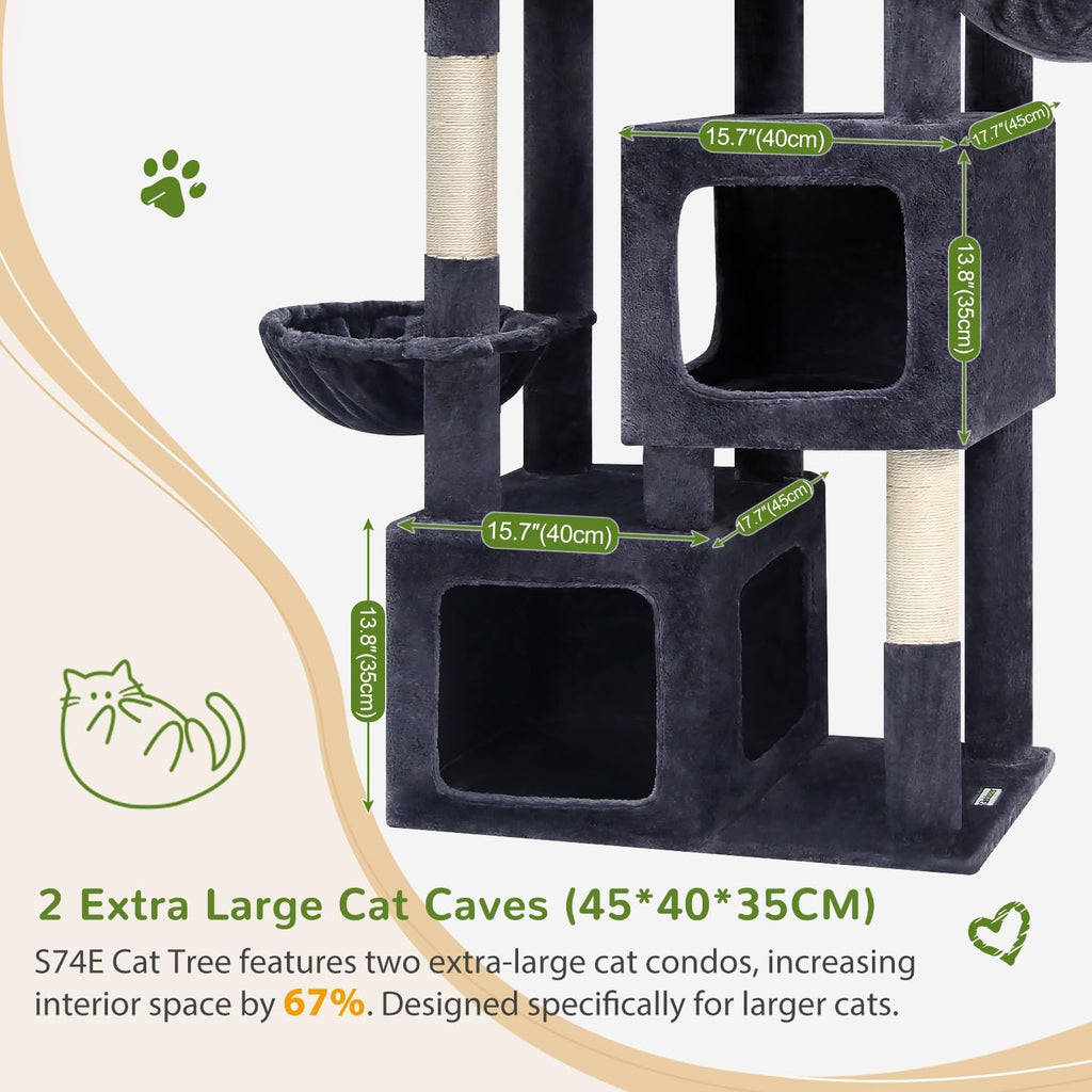 Globlazer S74E Pro Heavy Duty Maine Coon Cat Tree for Large Cats, Dark Grey