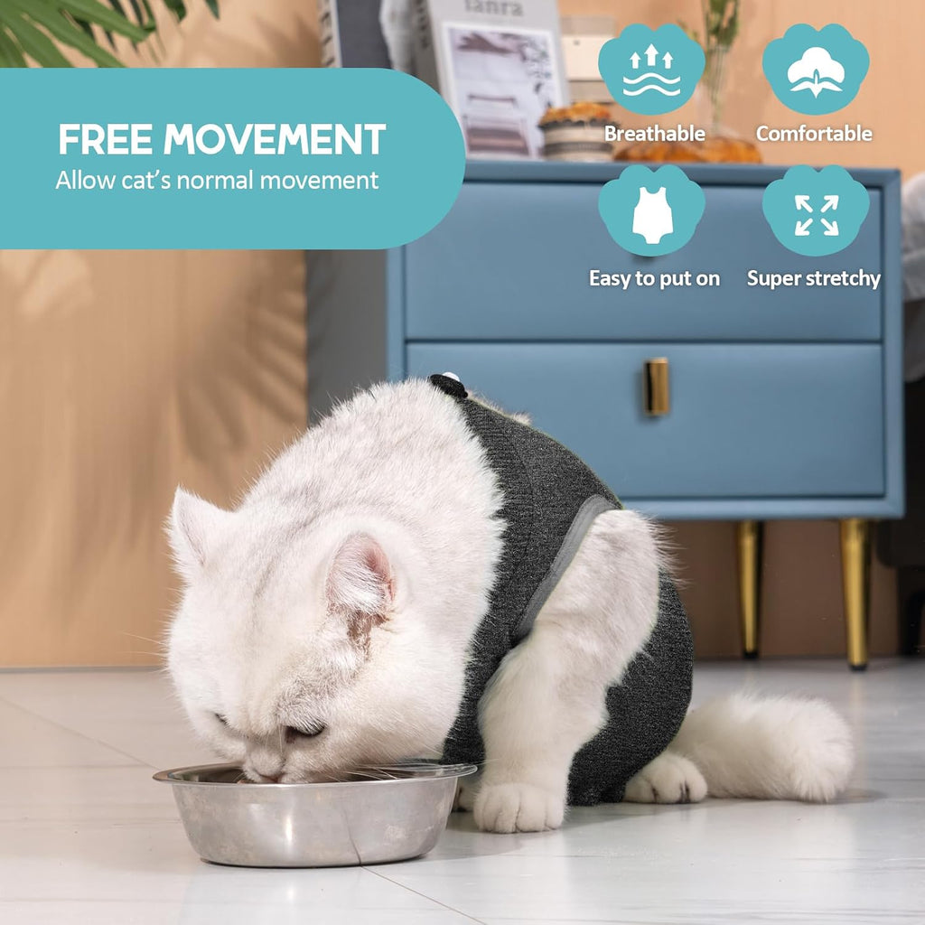 Avont Cat Recovery Suit - Kitten Onesie for Cats After Surgery