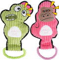 2-Pack Crinkle and Squeaky Dog Toys & Tough Tug of War Set - No Stuffing Chew-Resistant Plush Toys to Keep Them Busy, Best Birthday Gift for Small/Medium/Large Breeds (Dino & Gorilla)