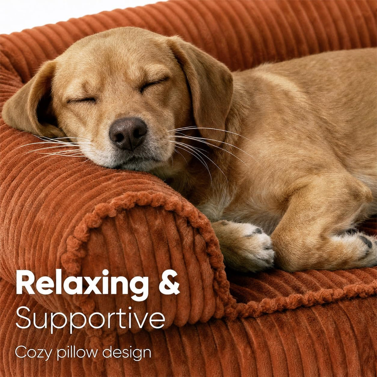 FUKUMARU Dog Couch Bed, Corduroy Cozy Cat Bed, Waterproof, Washable Cover