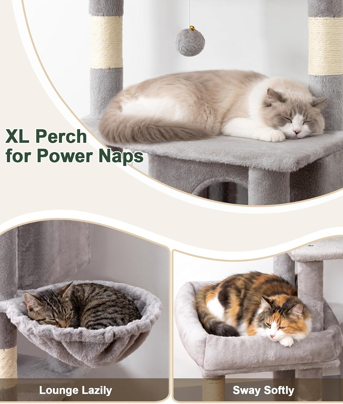 Heavy Duty Cat Tree Tower, 74 Inch Cat Trees for Large Cats