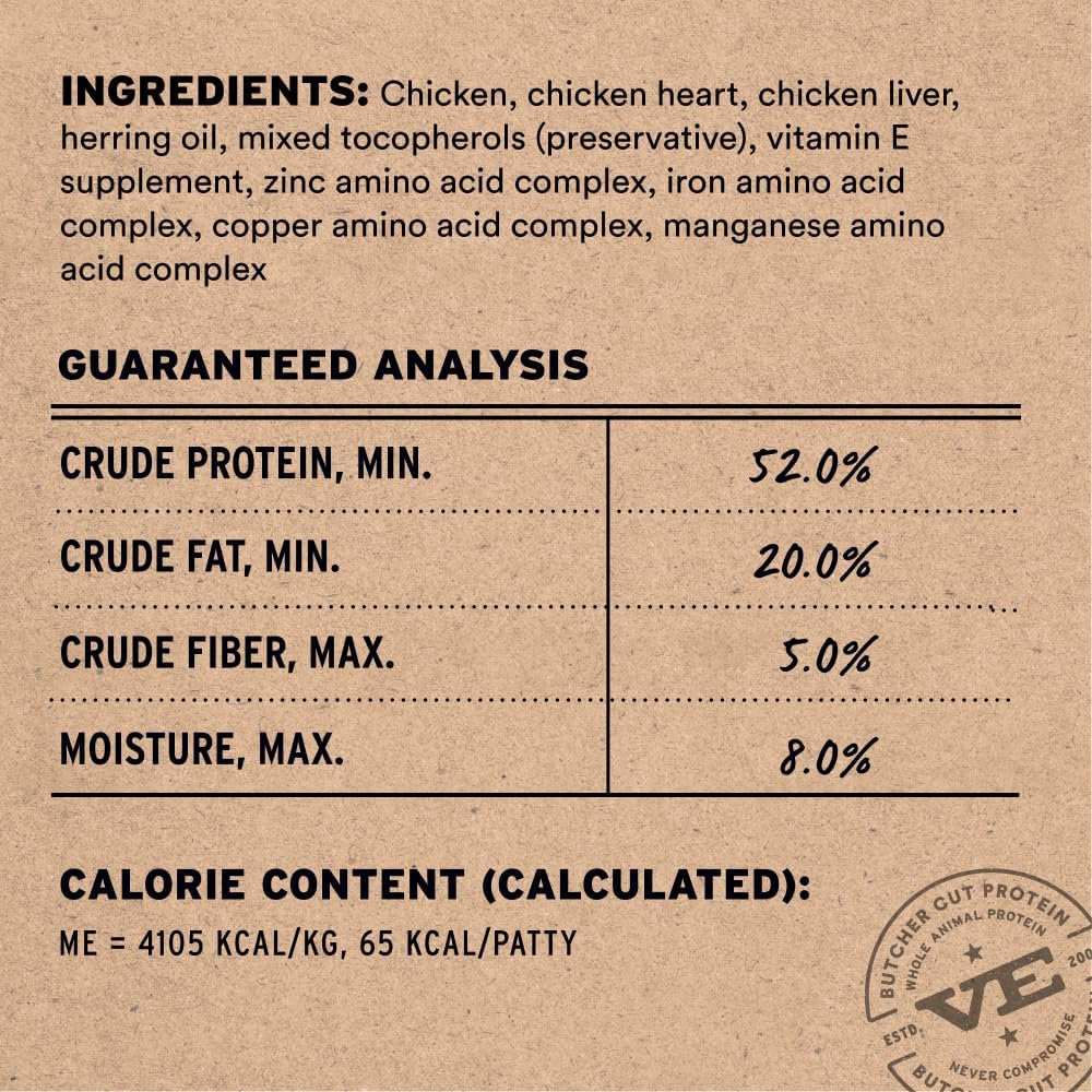 Vital Essentials Freeze Dried Cat Food, Chicken Mini Patties, 8 oz Bag