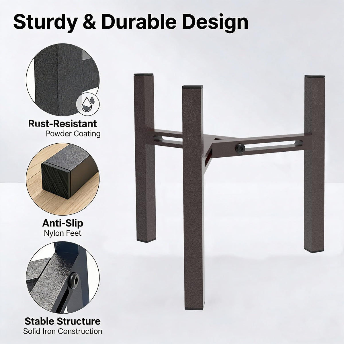Elevated Cat Bowl Stand Good for Senior Cats Digestion Arthritis Relief - Adjustable Metal Feeder Riser, Fits 5.1-7.45” Round Bowls (No Bowls)(Shiny Coffee)