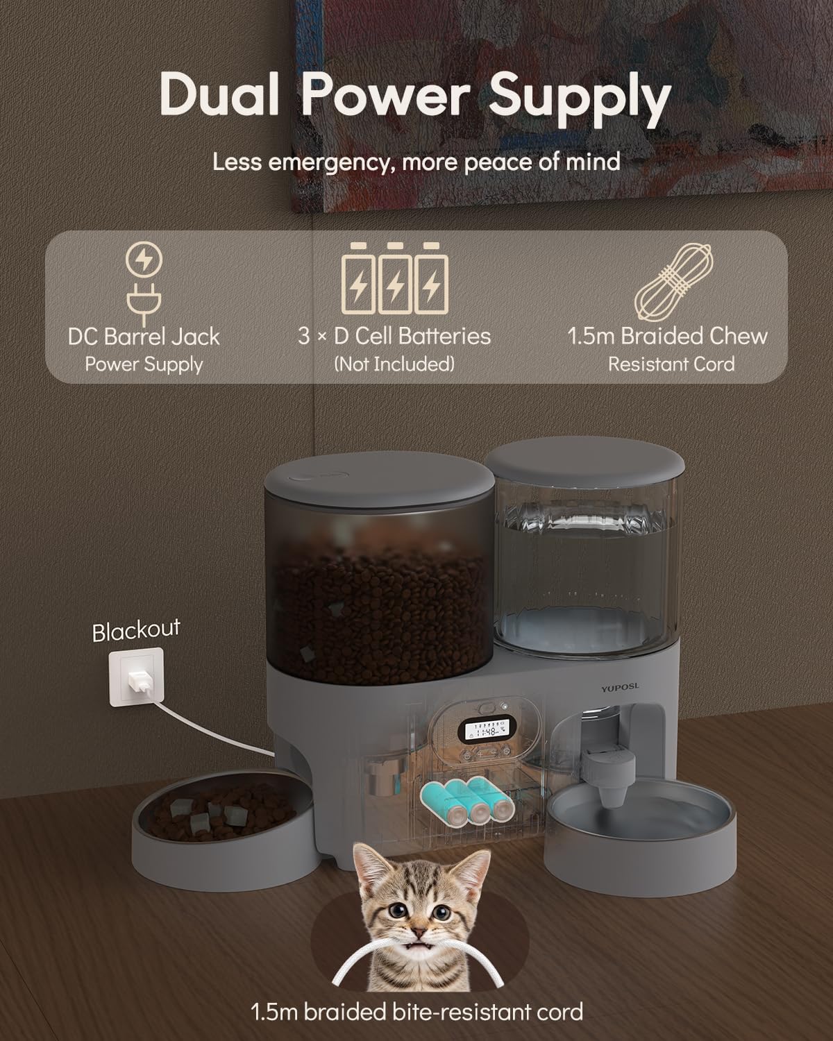 Yuposl Automatic Cat Feeder and Cat Water Dispenser, 10L Large Capacity