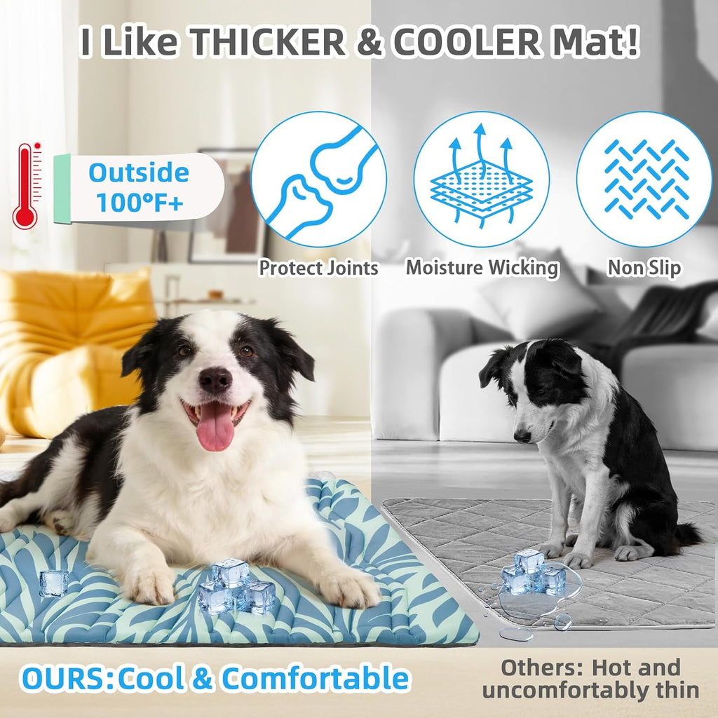 Dog Cooling Mat Extra Large, Q-Max>0.5 Double-Sided Thickened Breathable Cooling Pet Pad for Dogs Cats, 48*28in Washable&Portable Outdoor Dog Bed Kennel Waterproof Bottom for Sofa Crate Playpen Indoor