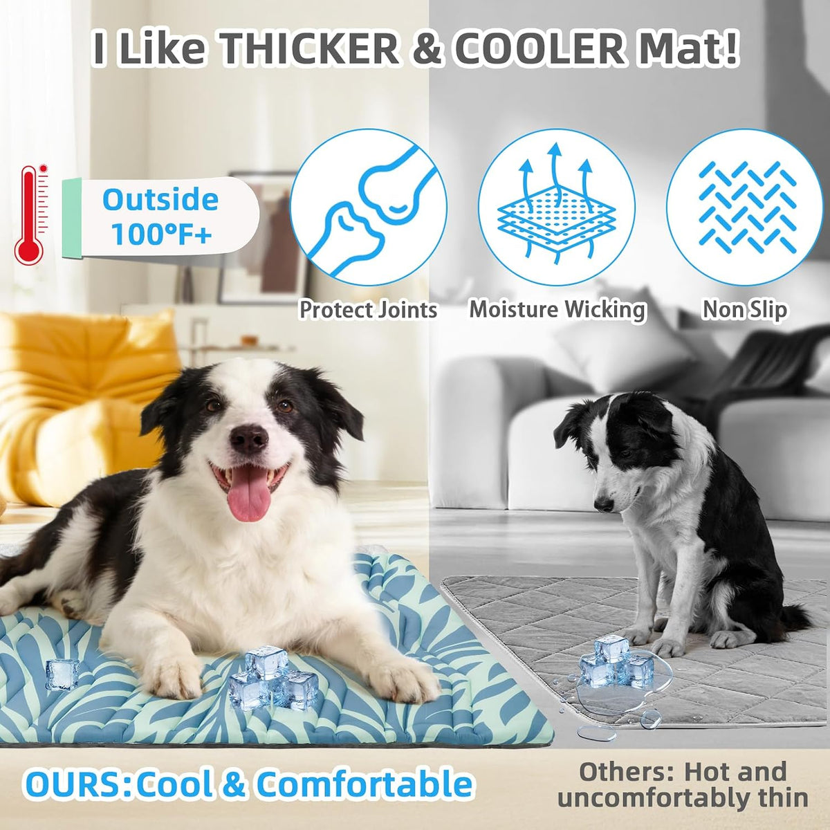 Dog Cooling Mat Extra Large, Q-Max>0.5 Double-Sided Thickened Breathable Cooling Pet Pad for Dogs Cats, 48*28in Washable&Portable Outdoor Dog Bed Kennel Waterproof Bottom for Sofa Crate Playpen Indoor