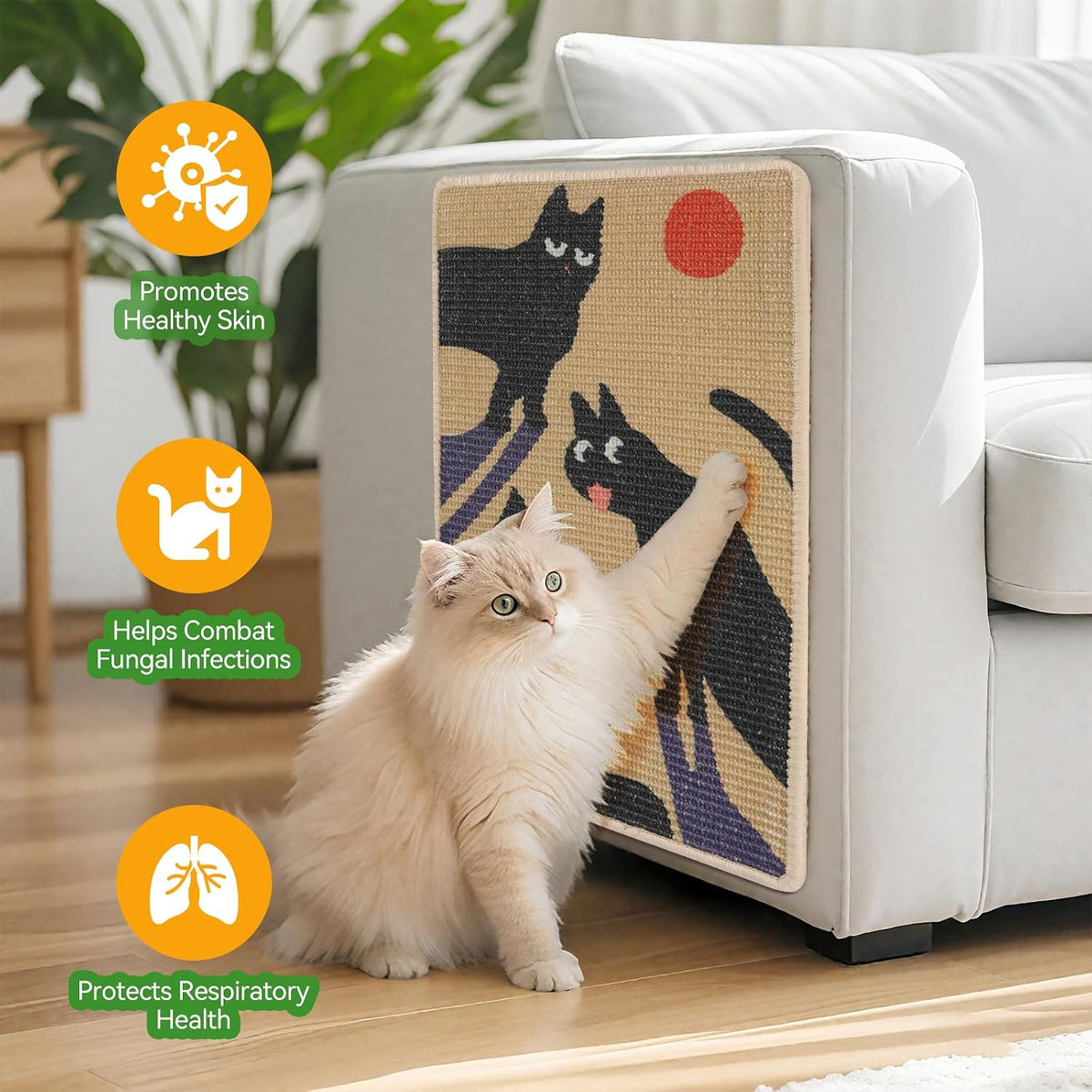 3-in-1 Sisal Cat Scratcher Mat Floor & Wall Cat Scratching Pad 23.6x15.7''