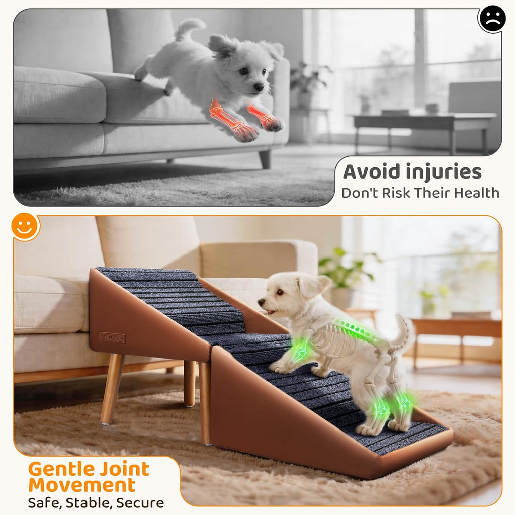 Dog Stairs for Small Dogs,17" H 4‑Step Non‑Slip Dog Ramp for Couch Low Bed
