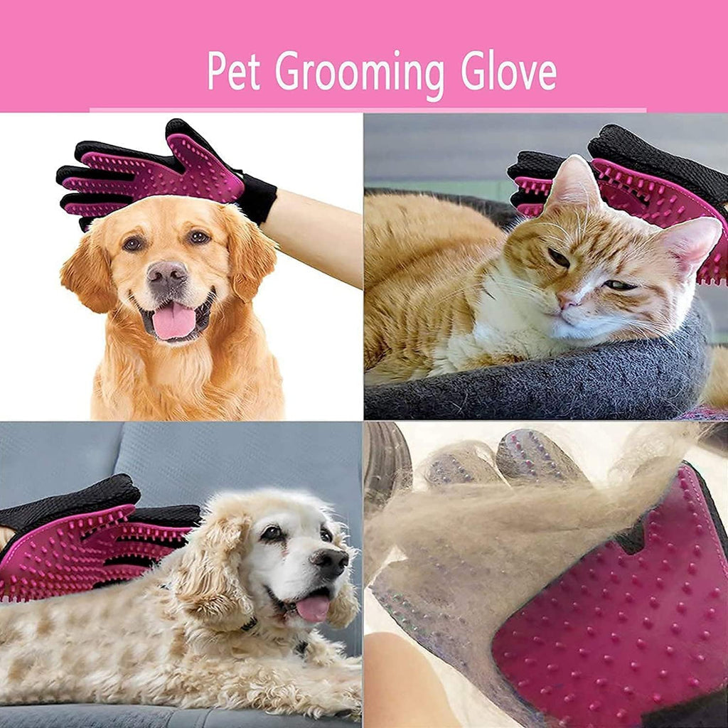 BYETOO Pet Dog Cat Grooming Glove with 261Tips,Gentle Deshedding Brush Glove,Efficient Pet Hair Remover Mitt,Massage Tool with Enhanced Five Finger Design,for Dog,Cat,Rabbit,Horse with Long/Short Fur 
