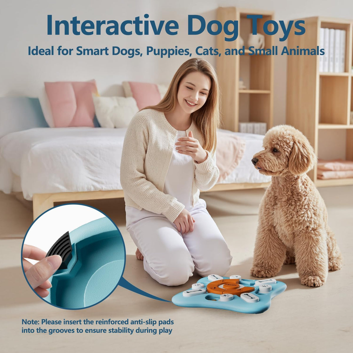 FOXMM Interactive Dog Treat Puzzle Toys for IQ Training&Mental Stimulating | Fun Slow Feeder,Large Medium Small Dogs Enrichment Toys with Squeak Design,Ideal Gifts for Puppies,Cats,Dogs