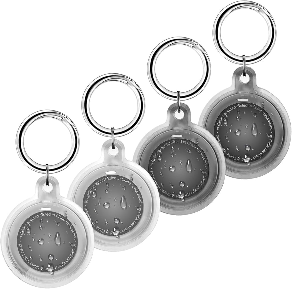 [4 Pack] IPX8 Waterproof Case for AirTag 2nd Gen (2026) & 1st Gen, Full Body Holder Keychain, Anti-Scratch Cover for Apple for Air Tags, Luggage, Pet Collar, Car Keys, Kids, 2 Clear/2 Black