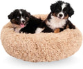 Active Pets Premium Medium Donut Dog Bed, Fits Up to 45 lbs, Machine Washable Cushion, Plush Long Pile Faux Fur Fabric, Portable Beige Pet Bed Furniture for Puppies Adult Canines & Cats
