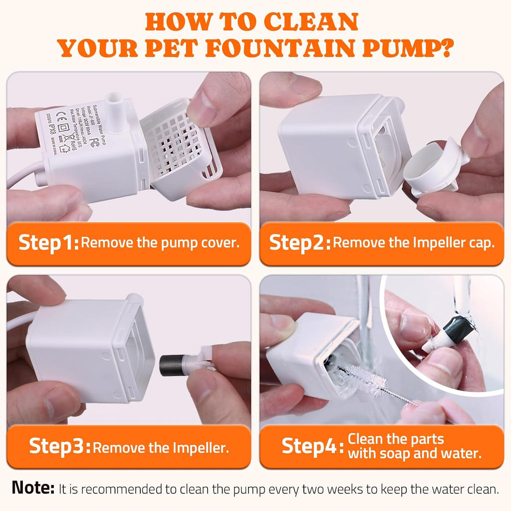Pawtners Replacement Pump for WF008A 4L Stainless Steel Cat Water Fountain