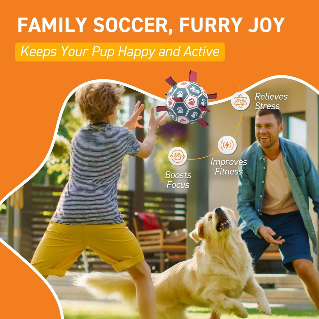 QDAN Dog Balls, 6 Inch Dog Soccer Ball with Straps, Herding Balls for Dogs | Outdoor Dog Toys Balls for 20-40 lb dogs, Puppy Ball to Keep Them Busy, Dog Pool Water Play Toy, Puppy Birthday Gifts